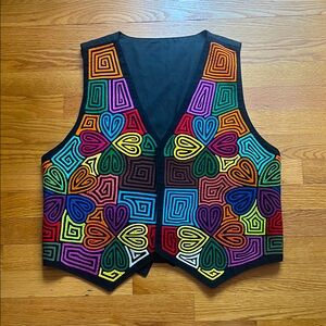 Mola Vest Panamá - Colorful Geometric Pattern Vest Size Large
